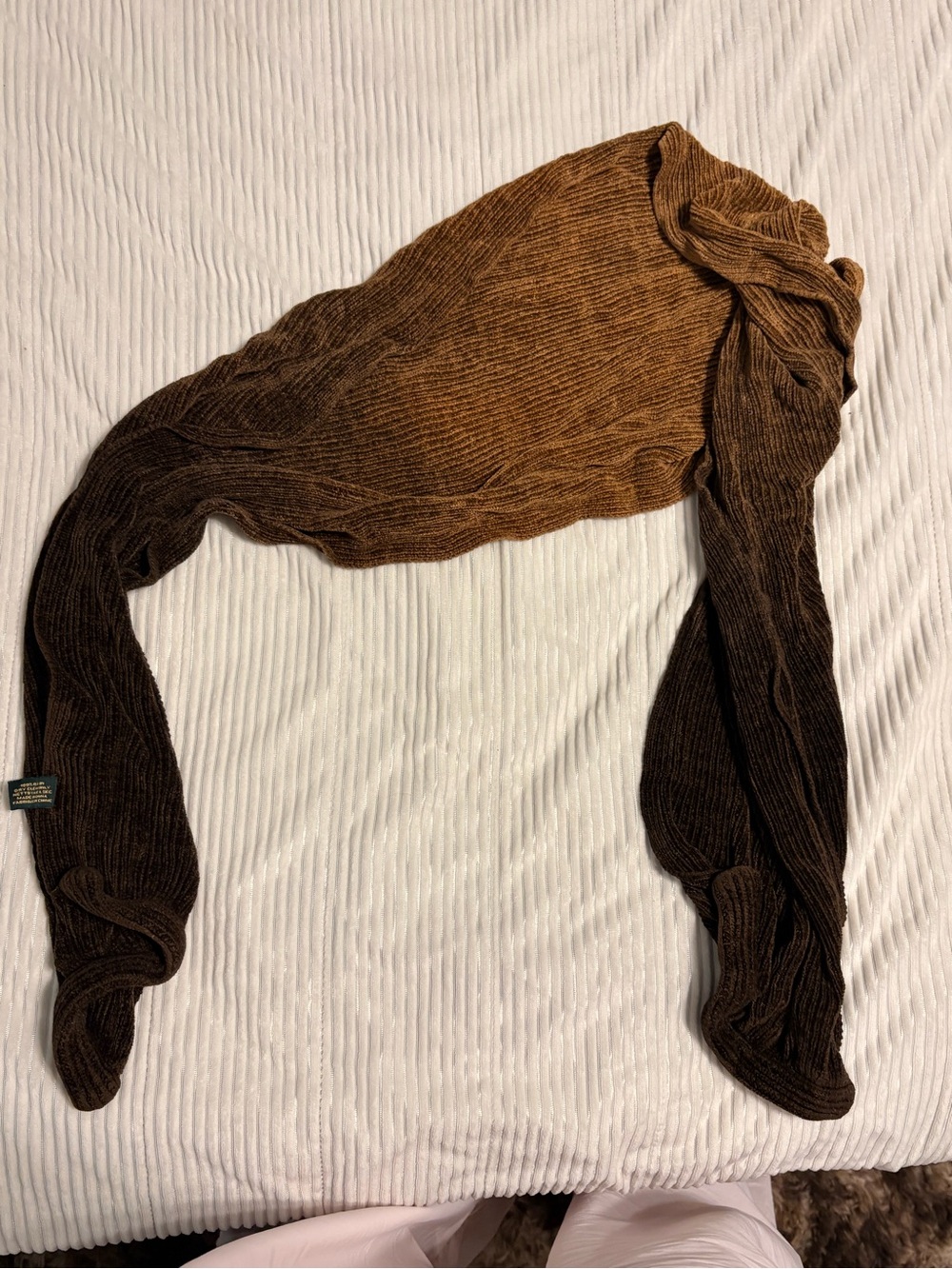 Danier Brown Ribbed Knit Scarf with Subtle Texture